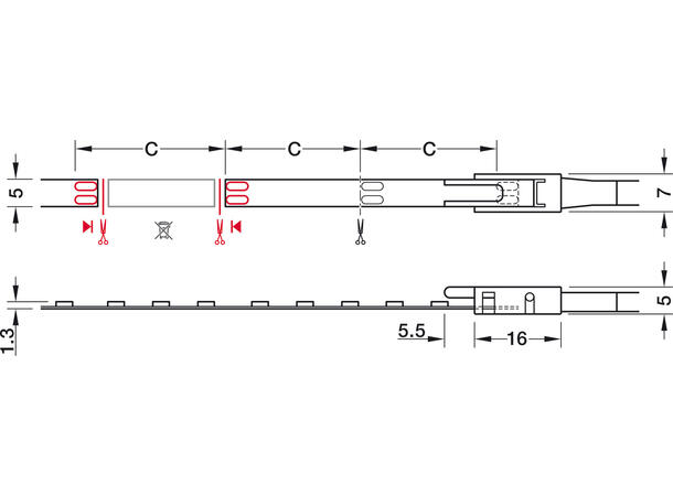 LEDstrip 927 24V 6W 870lm 5m 5mm Loox5 LED3141 