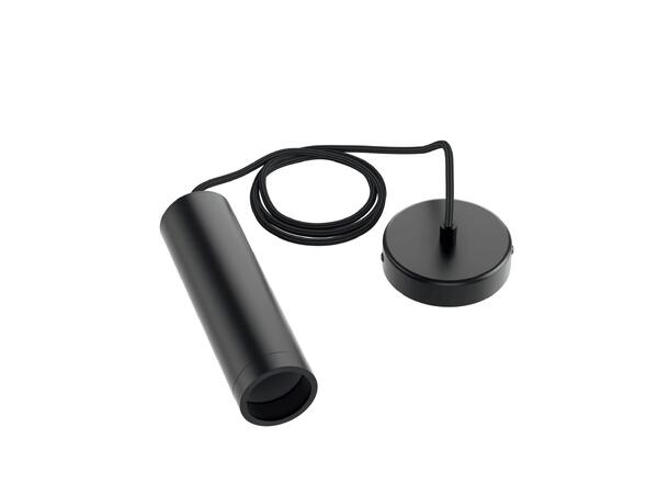 Pendeloppheng takkopp GU10 1x1,5m Sort Ø100mm 1,5 meter justerbar tekstilkabel 