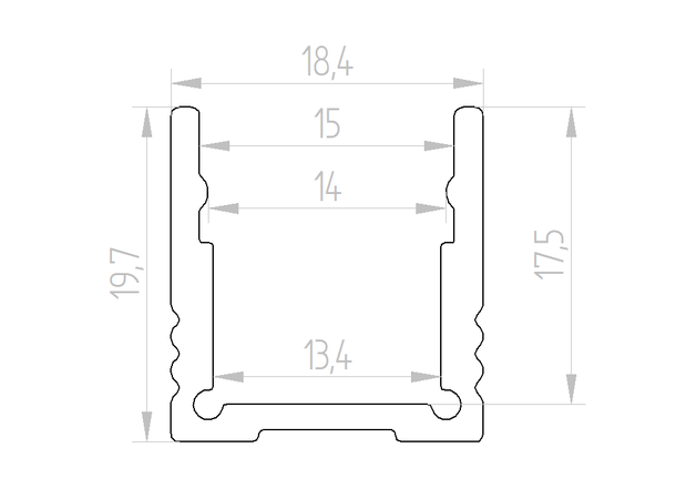 ALU Profilpakke ELC opal høy 2m Komplett høy med fester og endelokk 