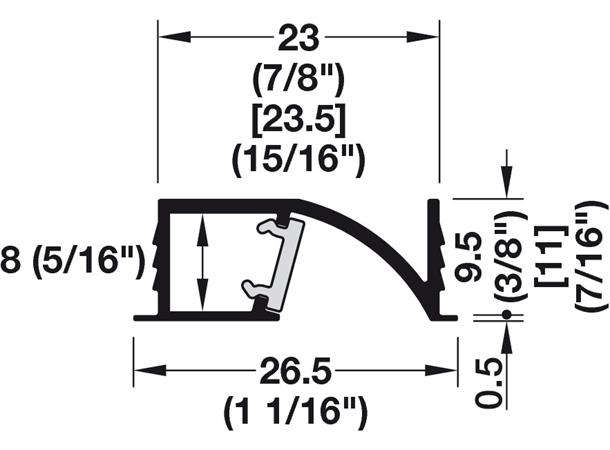 Aluprofil 1107 Sort natur 3m 2710 3000 x 23,5 x 9,5mm 