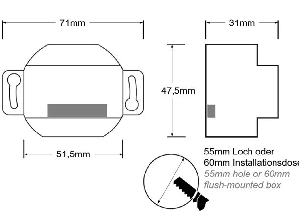 Casambi Fasedimmer 230V 300VA Passer i veggboks