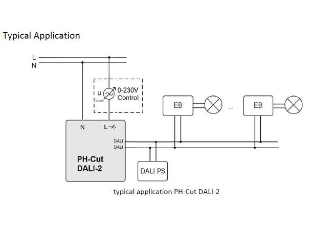 Fasesnitt til DALI overgang PH-CUT DALI-2