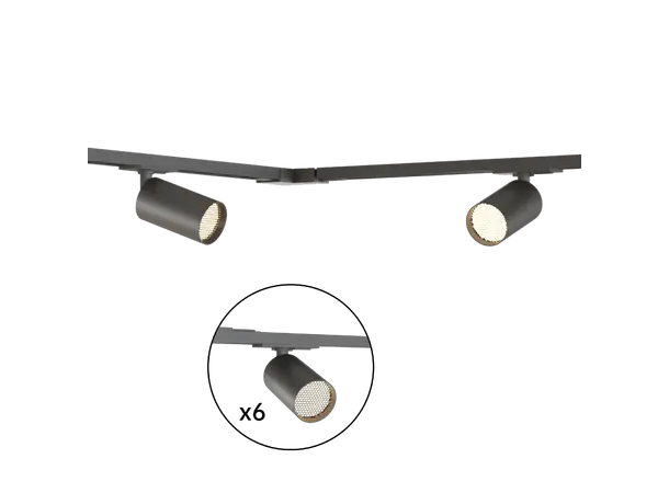 GU10 spotskinne 3x1m + 6  spotter GU10 spotter 