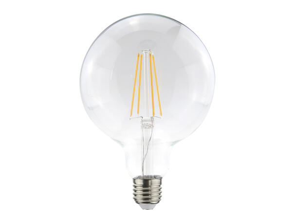 LED Globe125 FLM E27 827 7W 806lmStepDIM Klart glass-4 rette filamente StepDIM