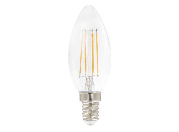 LED Mignon FLM E14 827 4,5W 470lmStepDIM Klart glass-4 rette filamenter StepDIM