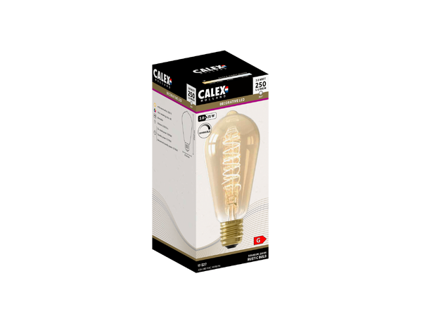LED ST64  FLM E27 821 5,5W 470lm stepDIM Gold filament vintage spiral