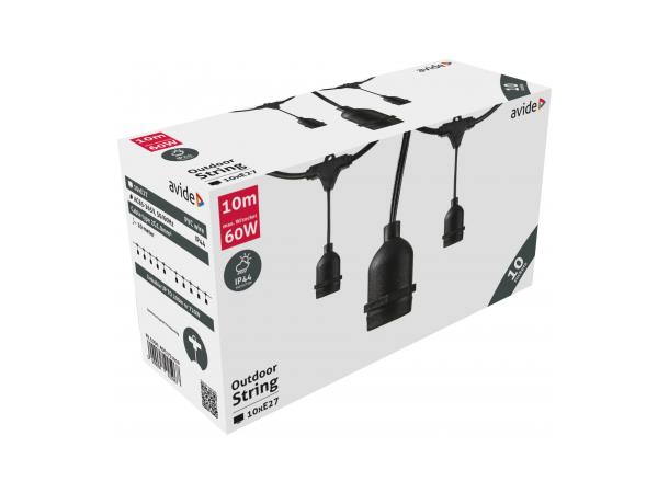 Lyslenke 10m 10xE27 IP44 Skjøtbar opptil 200m eller 720W