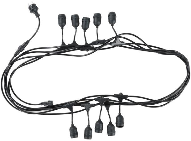 Lyslenke 10m 10xE27 IP44 Skjøtbar opptil 200m eller 720W