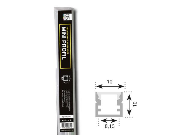 ALU Profilpakke ELC mini 2m Komplett pakke med fester og endelokk