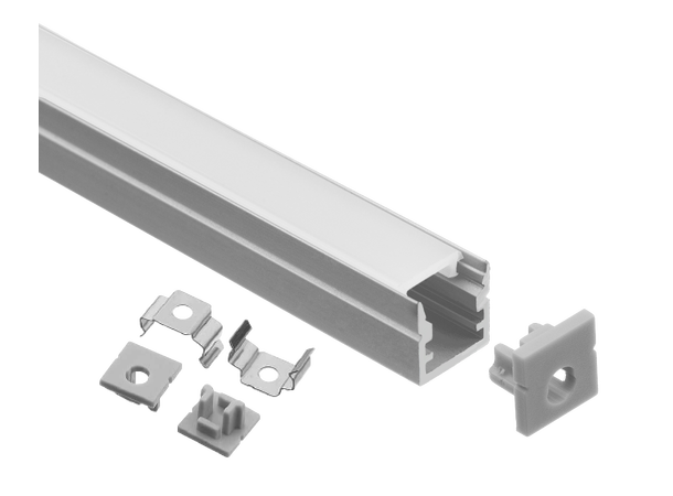 ALU Profilpakke ELC mini 2m Komplett pakke med fester og endelokk
