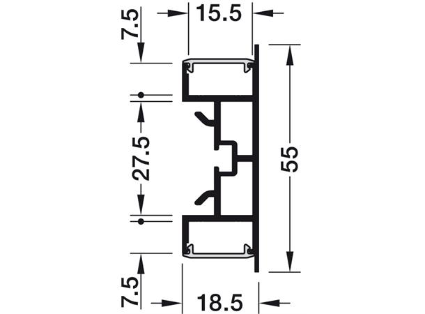 Aluprofil 5102 vegg/tak 2m 1955 Opp & nedlys