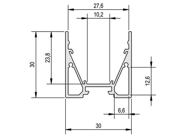 CATania 3030 aluprofil reflektor 2m Hvit RAL9010 