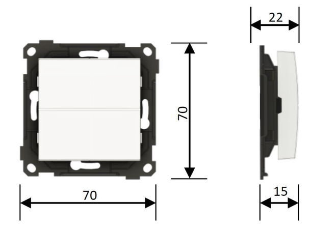 Casambi enkel 2-kanal polarhvit EnOcean teknologi, batteriløs bryter 