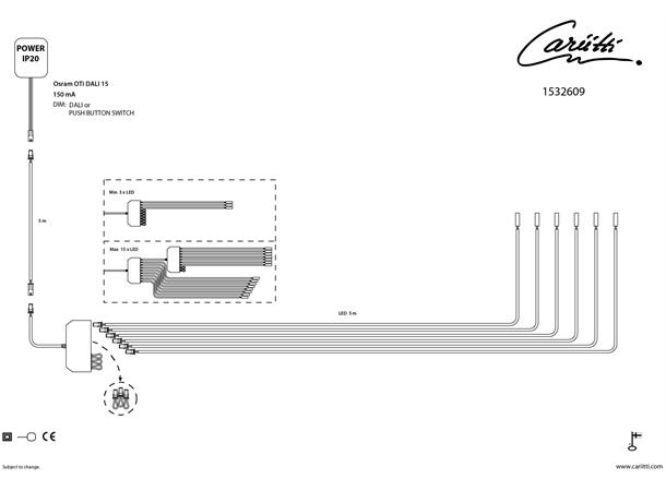 Dampbadsett 3000K, 6 LED med 5m kabel