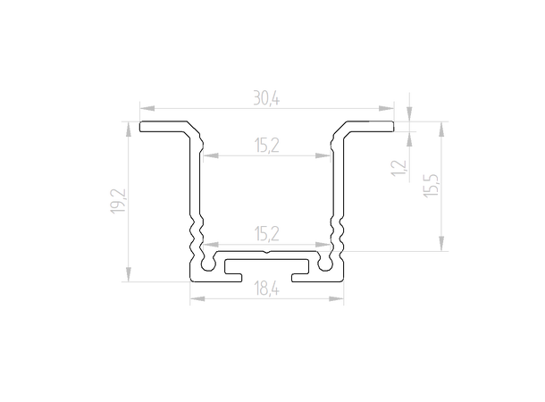 Edge-T CDT18 T-profil 2m 3120 19,2 x 18,4 x 30,4mm