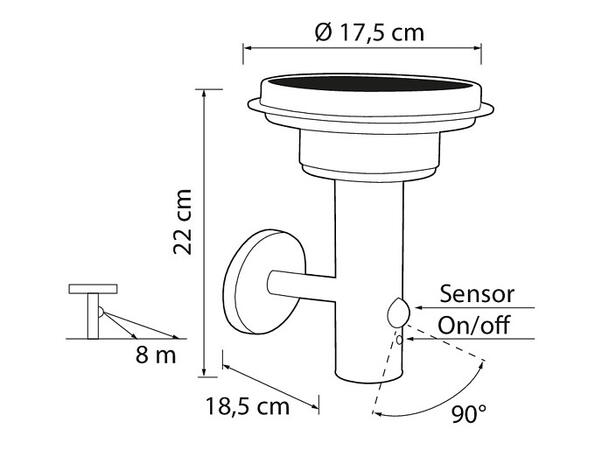 LED Solcelle ARETTE vegglampe Selges uten garanti pga lagertømming 