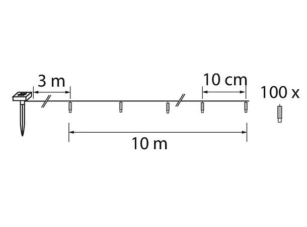 LED Solcelle KILAU lyslenke 10m Selges uten garanti pga lagertømming