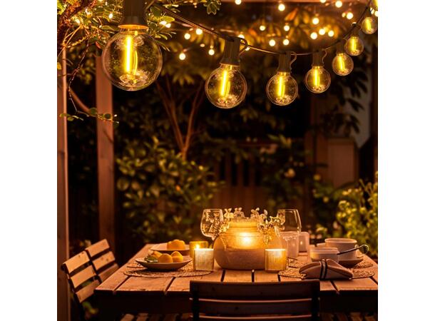 LED lyslenke 30m 50 stk lyskilder IP44 2700K 0,25W E12 