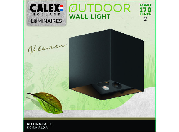Vegglampe Volterra opp/ned 170LM 2700K Oppladbar USB-C IP44
