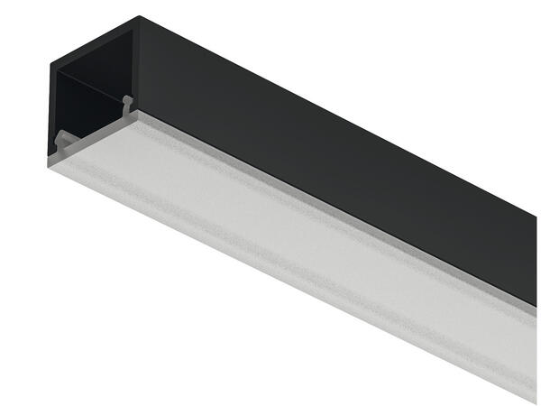 Aluprofil 2101 Edge Sort 2,5m 1312 2500x13x12mm med opal avdekning
