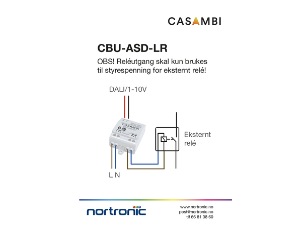 Casambi CBU-ASD dimmer 0-10V/DALI Rele, bryter eller sensorinngang