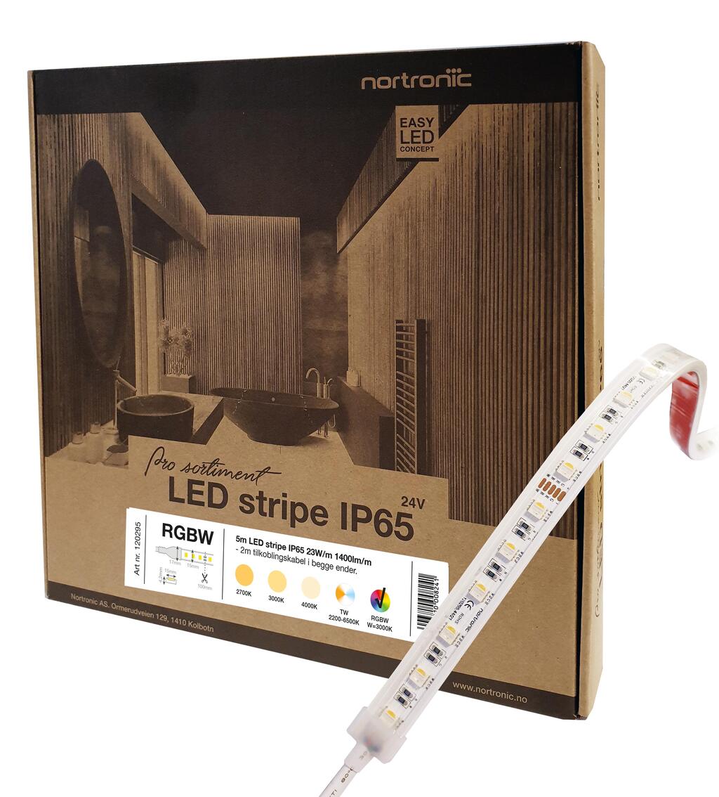 LEDstrip ELC RGBW Pro 24V 23W 1400lm 5m IP65 RGBW (W=3000K) - Nortronic AS