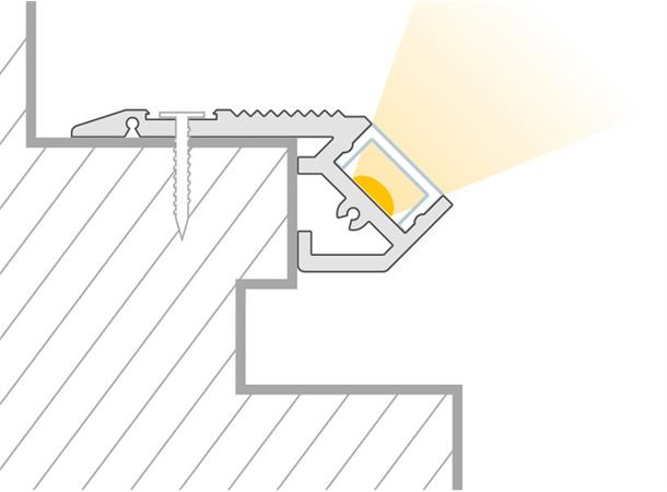 Scala Trappeneseprofil opplys 2m 56,5x24mm