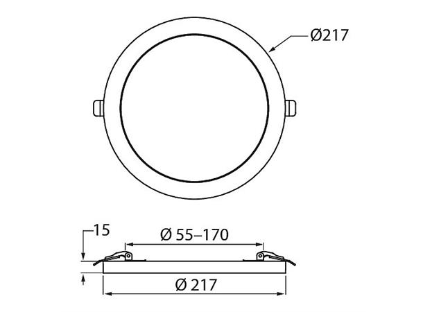 Cio 12W 830 1000lm ø217mm faseDIM LED plafond, hvit utenpåliggende