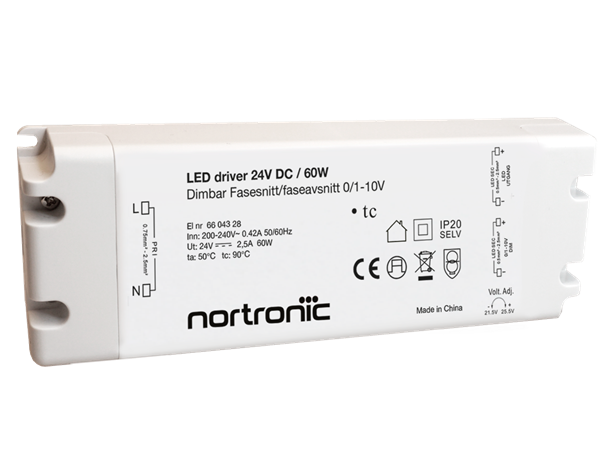 LED driver FD 24V 6-60W Fasedim 0/1-10V Fasedimbar - 0/1-10V