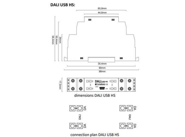 DALI USB DIN skinne