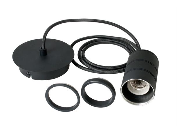 Retro Pendeloppheng Sort E27 1x2m kabel